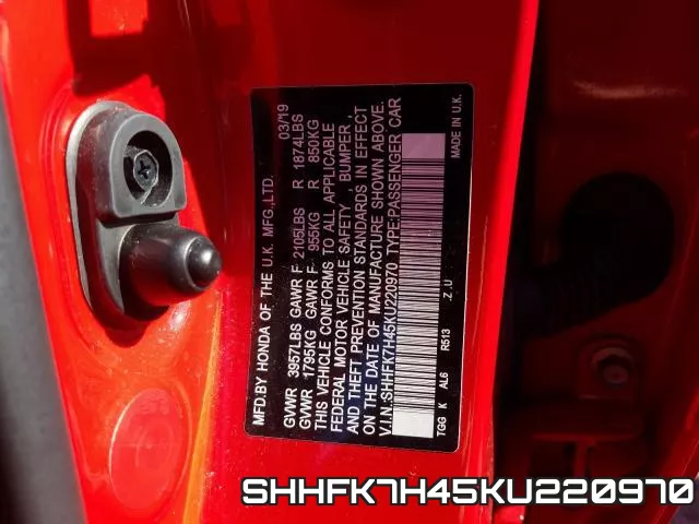 SHHFK7H45KU220970 фото 2