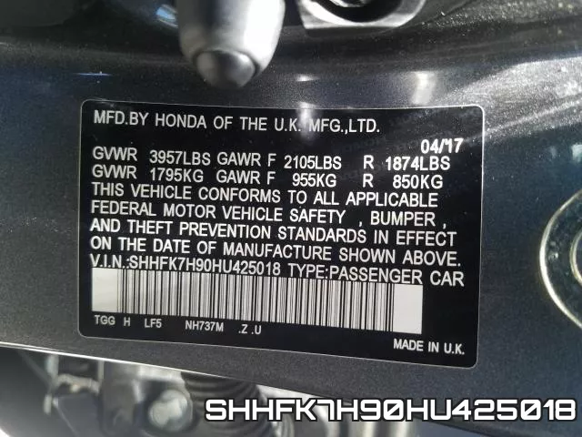 SHHFK7H90HU425018 фото 2
