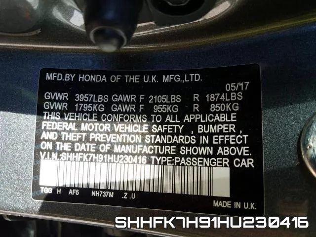 SHHFK7H91HU230416 фото 2