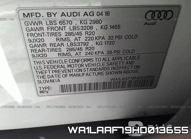 WA1LAAF79HD013655 фото 10