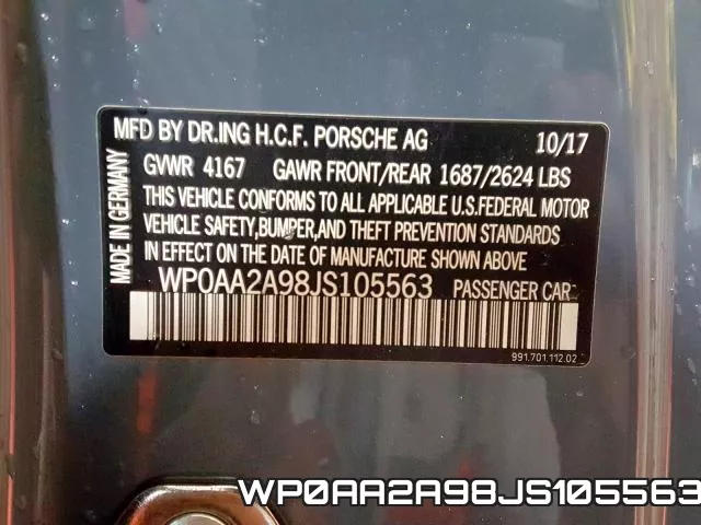 WP0AA2A98JS105563 фото 2