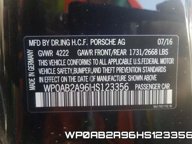 WP0AB2A96HS123356 фото 2