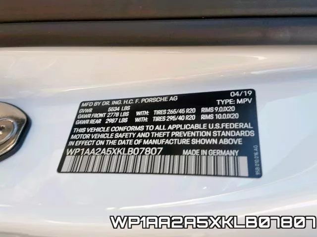 WP1AA2A5XKLB07807 фото 2