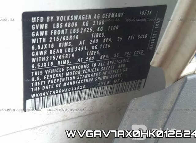 WVGAV7AX0HK012624 фото 10