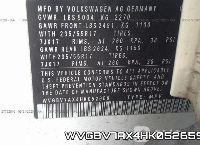 WVGBV7AX4HK052659 фото 10