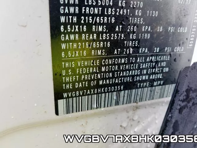 WVGBV7AX8HK030356 фото 2