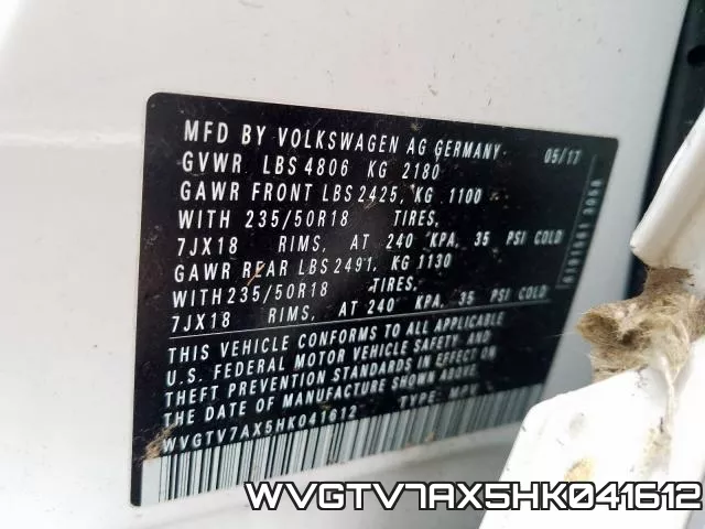 WVGTV7AX5HK041612 фото 2