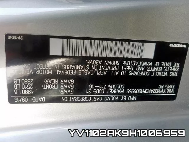 YV1102AK9H1006959 фото 2