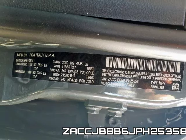 ZACCJBBB6JPH25358 фото 2