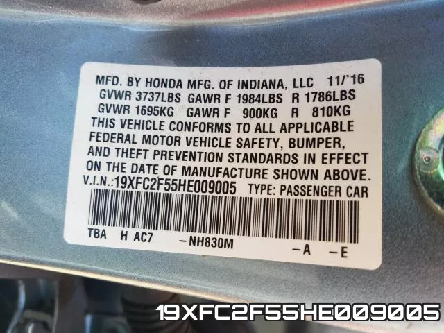 19XFC2F55HE009005 фото 2