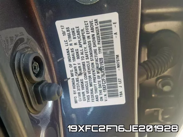 19XFC2F76JE201928 фото 2