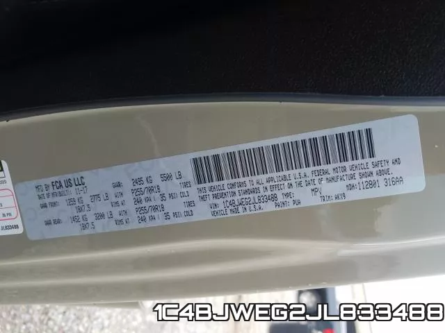 1C4BJWEG2JL833488 фото 2