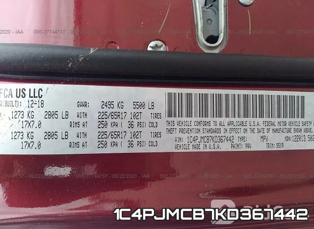 1C4PJMCB7KD367442 фото 10