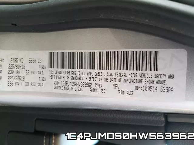 1C4PJMDS0HW563962 фото 2