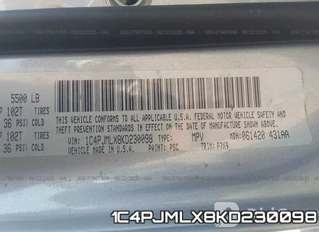1C4PJMLX8KD230098 фото 10