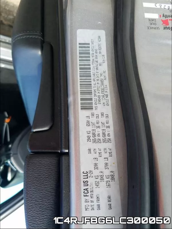 1C4RJFBG6LC300050 фото 2
