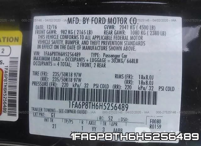 1FA6P8TH6H5256489 фото 10
