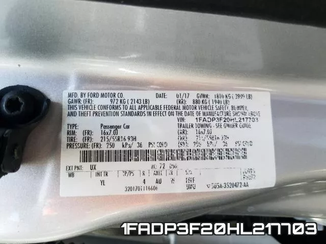 1FADP3F20HL217703 фото 2
