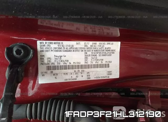 1FADP3F21HL312190 фото 10