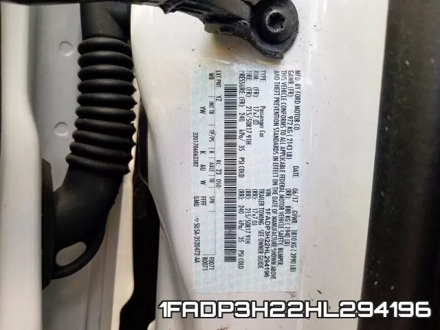 1FADP3H22HL294196 фото 2