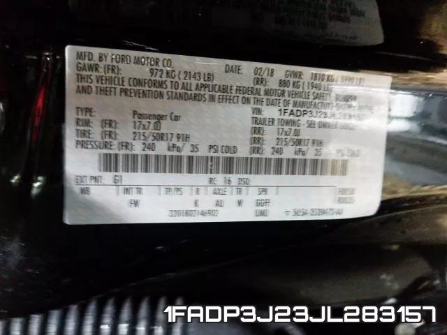 1FADP3J23JL283157 фото 2