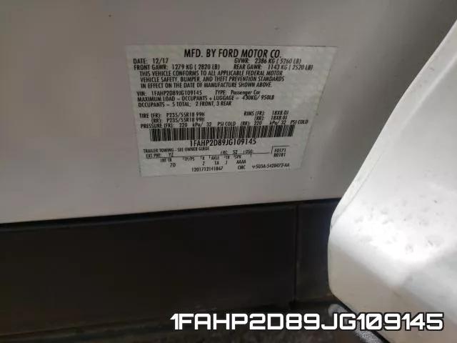 1FAHP2D89JG109145 фото 2