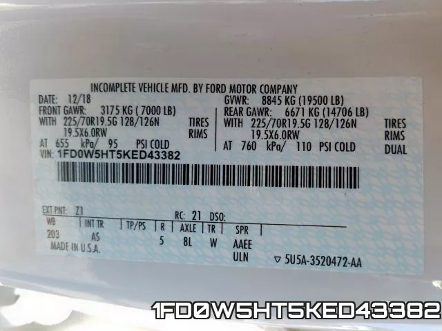 1FD0W5HT5KED43382 фото 2