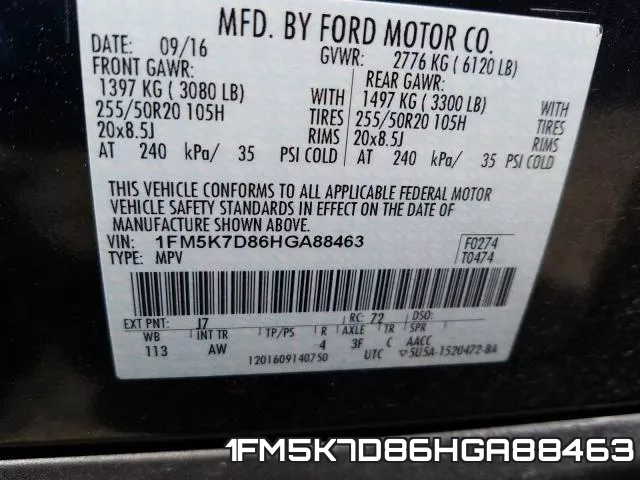 1FM5K7D86HGA88463 фото 2