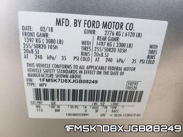 1FM5K7D8XJGB08249 фото 2