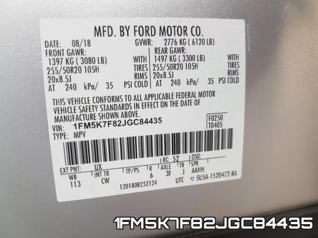 1FM5K7F82JGC84435 фото 2