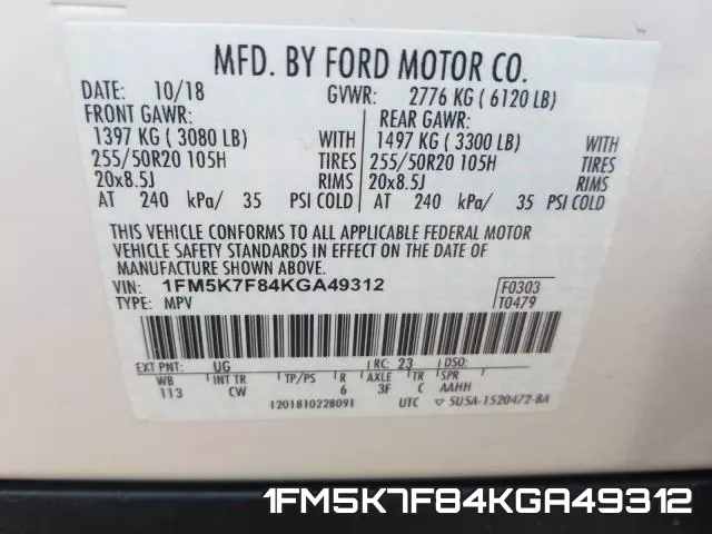 1FM5K7F84KGA49312 фото 2