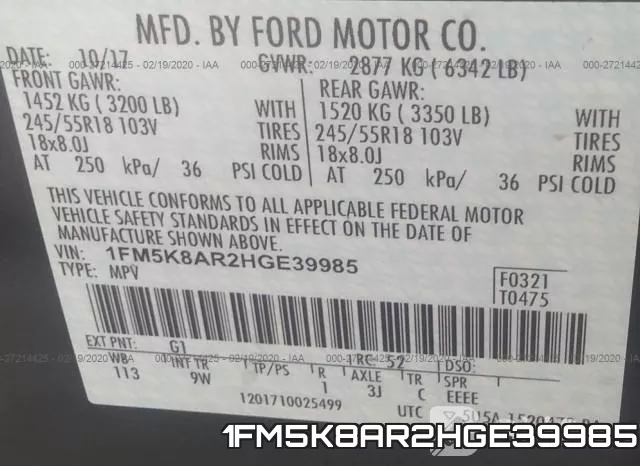 1FM5K8AR2HGE39985 фото 10