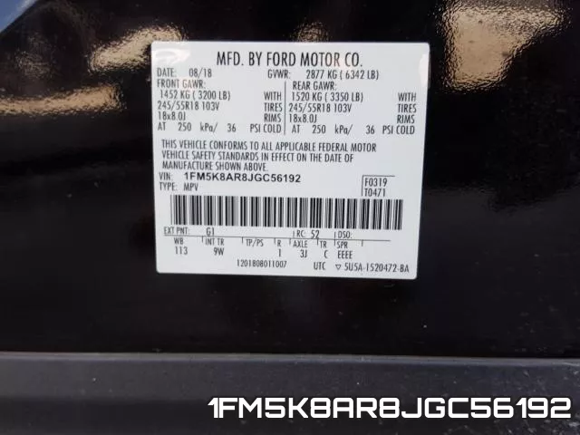 1FM5K8AR8JGC56192 фото 2