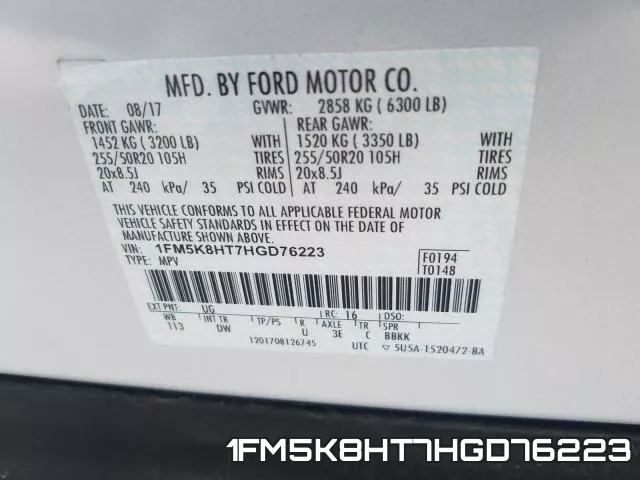 1FM5K8HT7HGD76223 фото 2