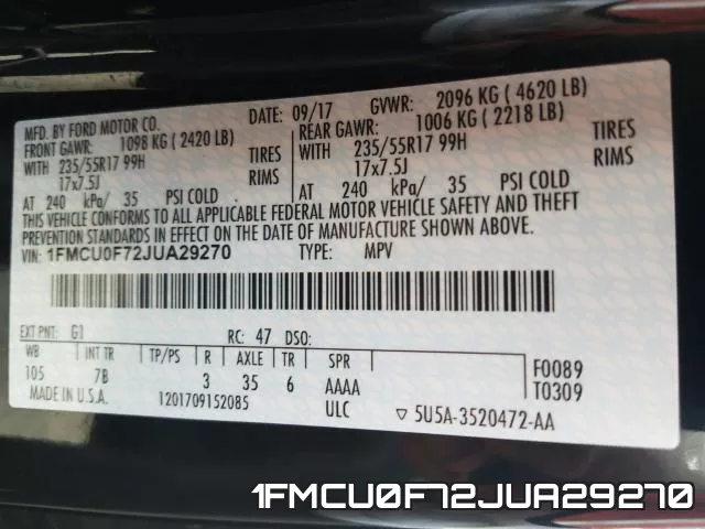 1FMCU0F72JUA29270 фото 2