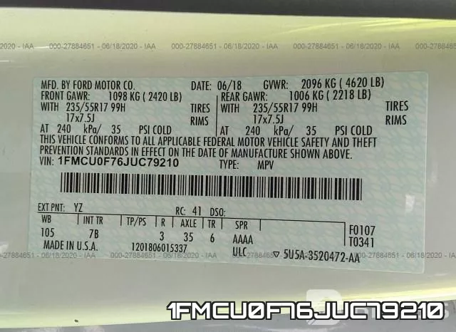 1FMCU0F76JUC79210 фото 10