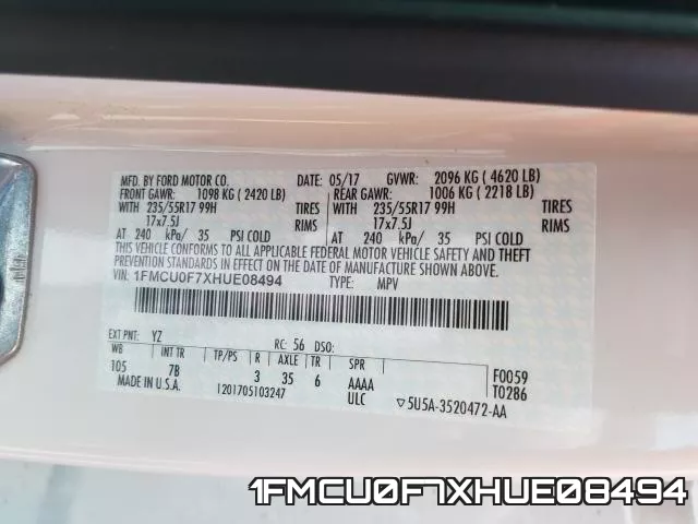 1FMCU0F7XHUE08494 фото 2