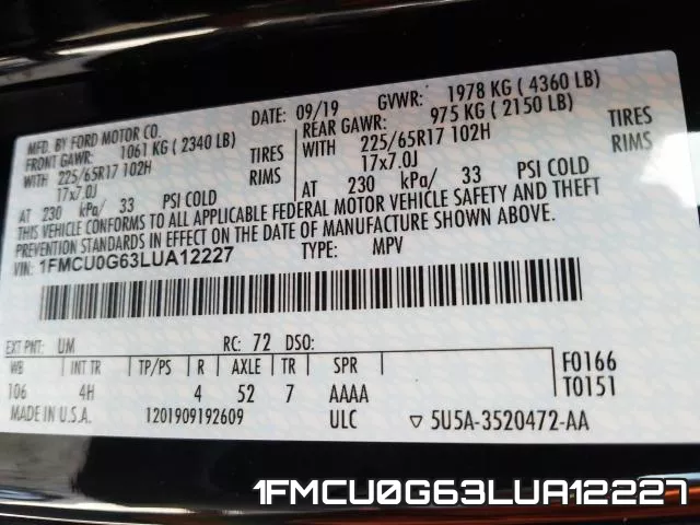 1FMCU0G63LUA12227 фото 2