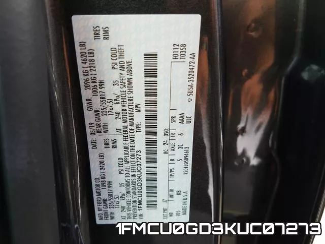 1FMCU0GD3KUC07273 фото 2