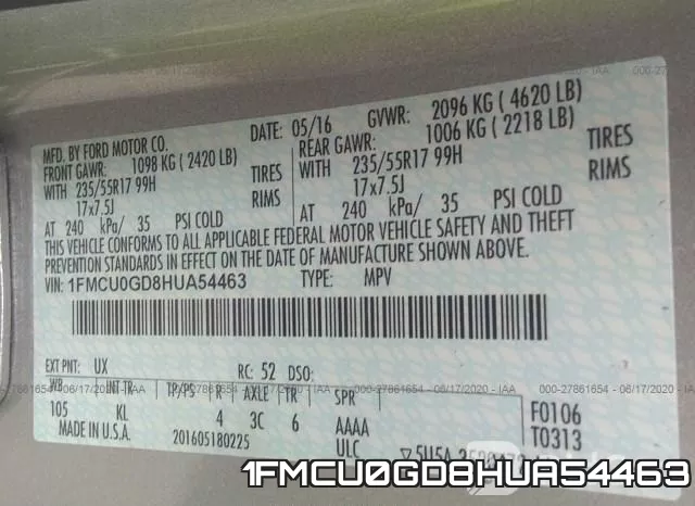 1FMCU0GD8HUA54463 фото 10