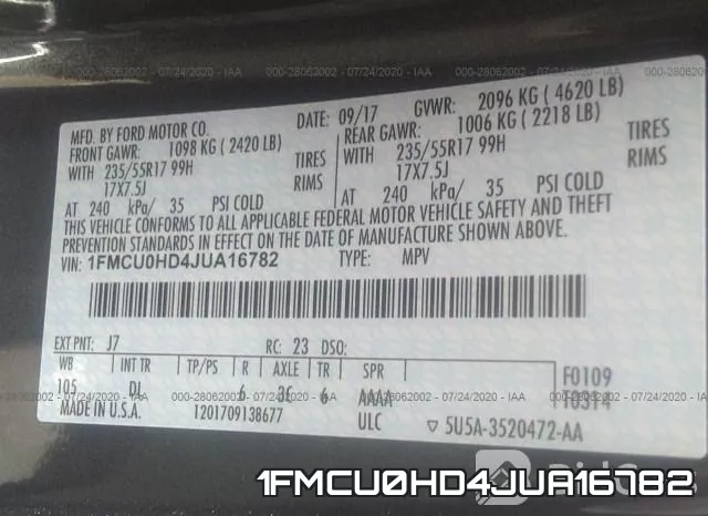 1FMCU0HD4JUA16782 фото 10