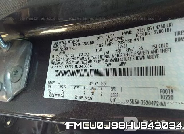 1FMCU0J98HUB43034 фото 10