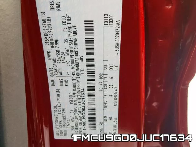 1FMCU9GD0JUC17634 фото 2