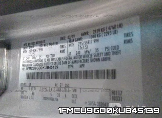 1FMCU9GD0KUB45139 фото 10