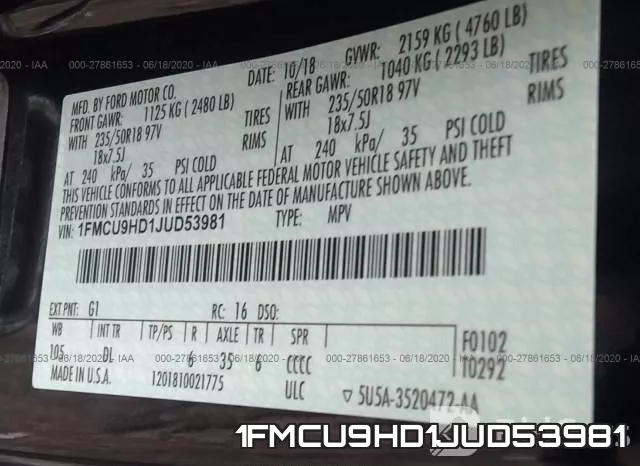 1FMCU9HD1JUD53981 фото 10