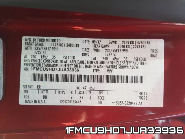 1FMCU9HD7JUA33936 фото 2