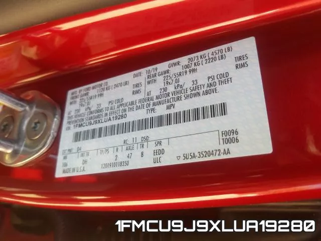 1FMCU9J9XLUA19280 фото 2