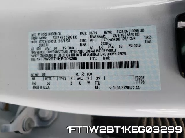 1FT7W2BT1KEG03299 фото 2