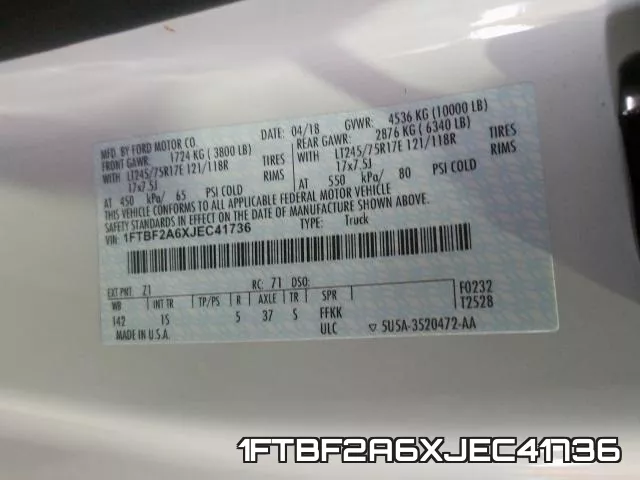 1FTBF2A6XJEC41736 фото 2