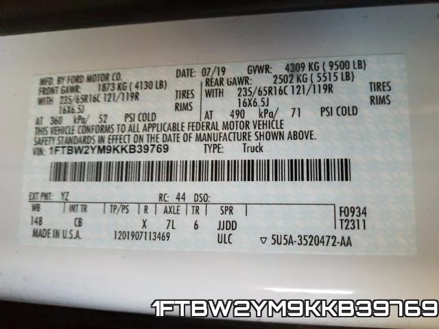 1FTBW2YM9KKB39769 фото 2